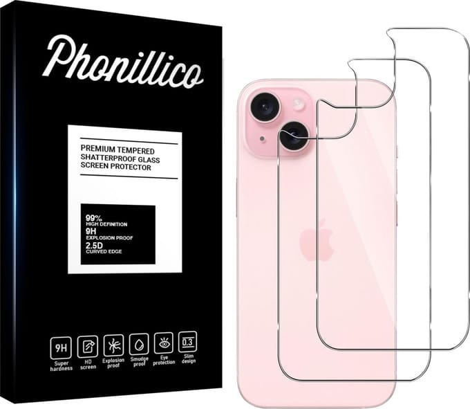 Screenprotector voor iPhone 15 - - 2 stuks Gehard glas Achterkant Beschermglas Glas Screenprotector Helder glas Screenprotectorfilm