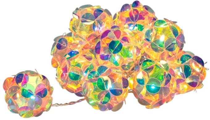 Konstsmide Lichtketting 3D Diamant | 10 Lichtpunten warmwit 1,5m | Batterij 6u timer | Binnen/Buiten IP44 | Spacing 15cm