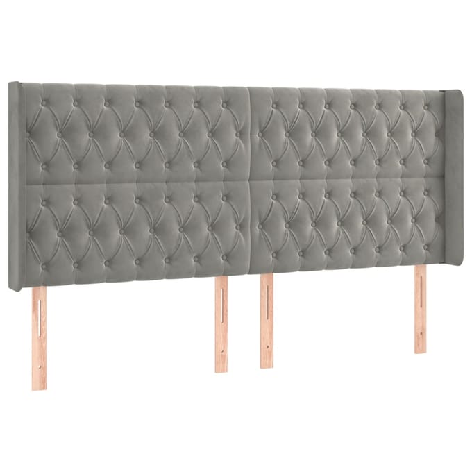 vidaXL - Hoofdbord - LED - 203x16x118/128 - cm - fluweel - lichtgrijs