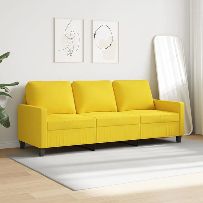 vidaXL - Driezitsbank - 180 - cm - stof - lichtgeel