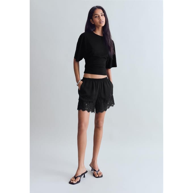 Stradivarius B08 T-shirt met Japanse korte mouw  Zwart S