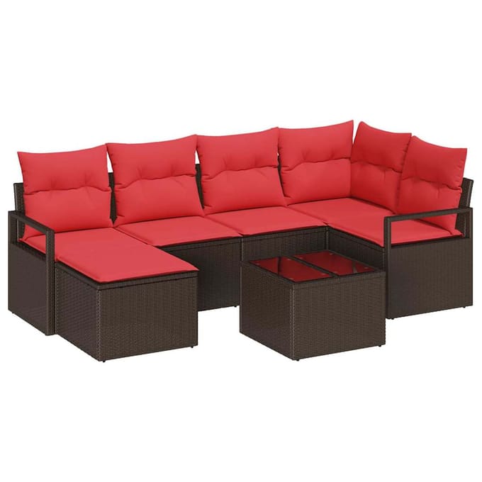 vidaXL Bankstel 7 st Bruin poly rattan