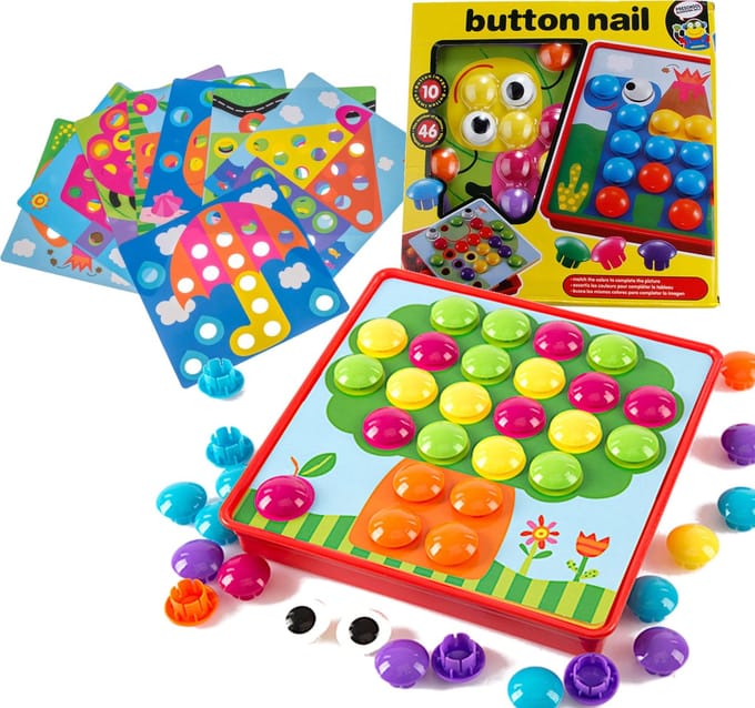 Playos Button Mozaïek Spel - Educatief speelgoed voor kind - 57-delig