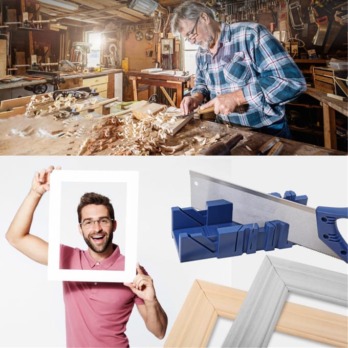 Verstekzaagdoos ABS 45 90 Graden Verstekdoos Hout Hoekzaag Kast gray