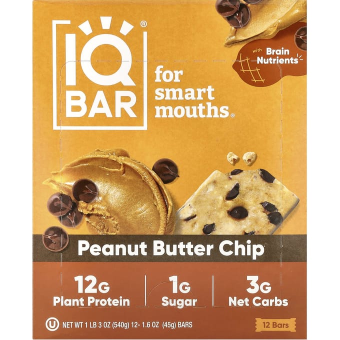 IQBAR, pindakaaschips, 12 repen, 45 g (1,6 oz) elk