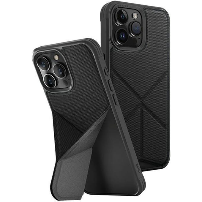 UNIQ Transforma Serie - iPhone 15 Pro Max Hoes - Zwart - MagSafe Compatibel - Multifunctionele Stand