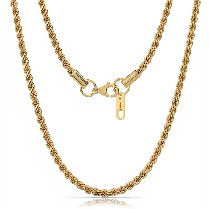 Malinsi® Ketting Heren - Rope Chain 60cm - Gold Plated RVS 4mm - Kettingen man