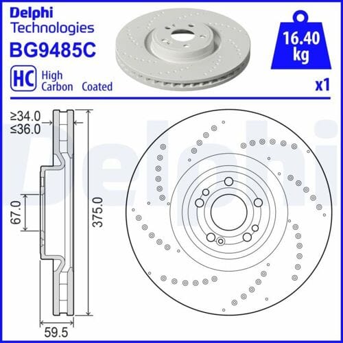 Remschijf DELPHI BG9485C, 1 stuk