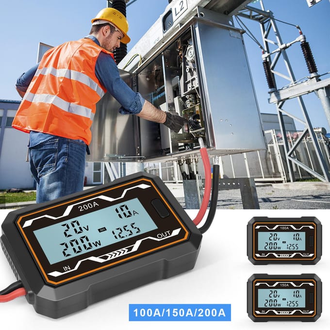 Compteur de puissance cc de haute précision, analyseur de puissance, tension, courant, ampèremètre de tension de batterie 100A