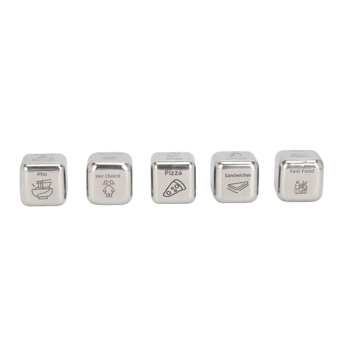 Lot de 5 dés de table amusants en acier inoxydable, pour la Saint-Valentin et l'anniversaire white