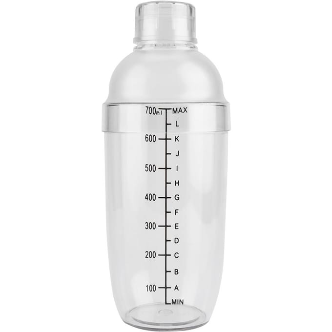 Lekvrije Transparante PC Hars Cocktail Shaker Mixer met Maatstreep Bar Tool(700ml) white