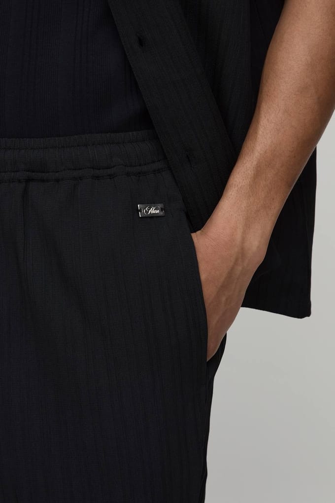 Relaxed Fit Broek Met Onregelmatige Plooitextuur | Black | Size Small