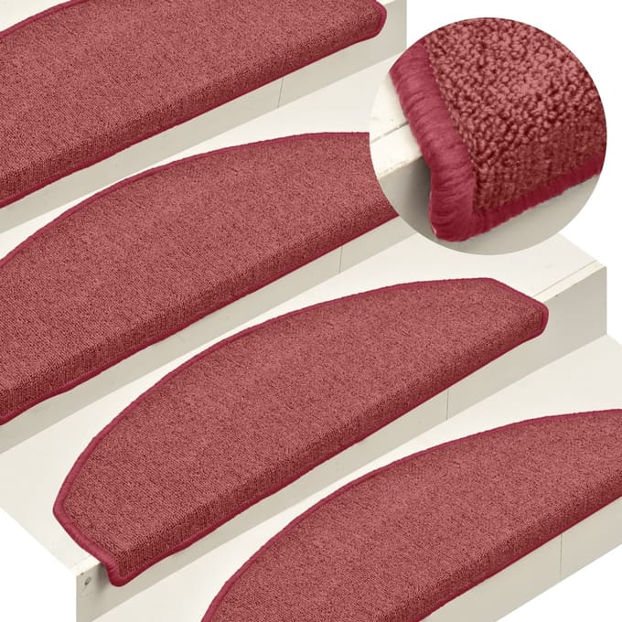 vidaXL - Trapmatten - 15 - st - 65 - x - 24 - x - 4 - cm - Non-Slip - Bordeaux - Rood