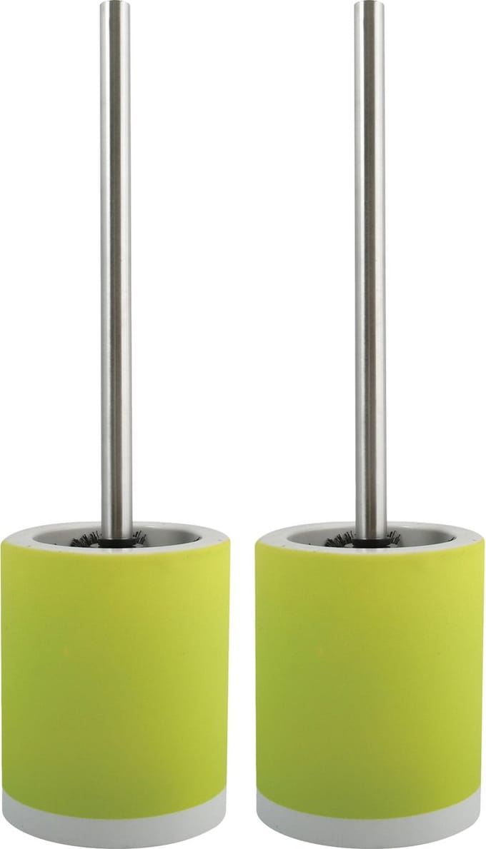 MSV Shine Toilet/wc-borstel houder - 2x - keramiek/metaal - appelgroen - 38 cm