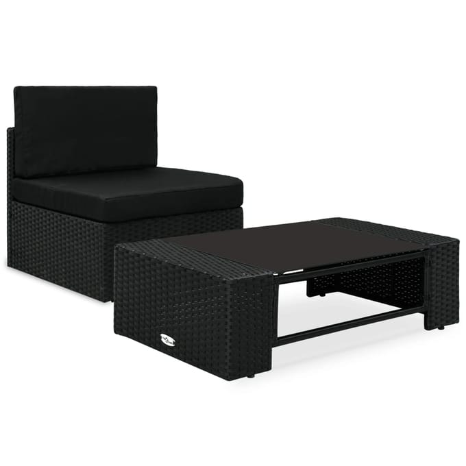 vidaXL - 2-delige - Loungeset - poly - rattan - zwart
