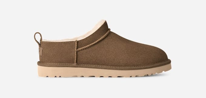 UGG® Classic Micro Boot in Brown, Size 14, Suede/Polyester