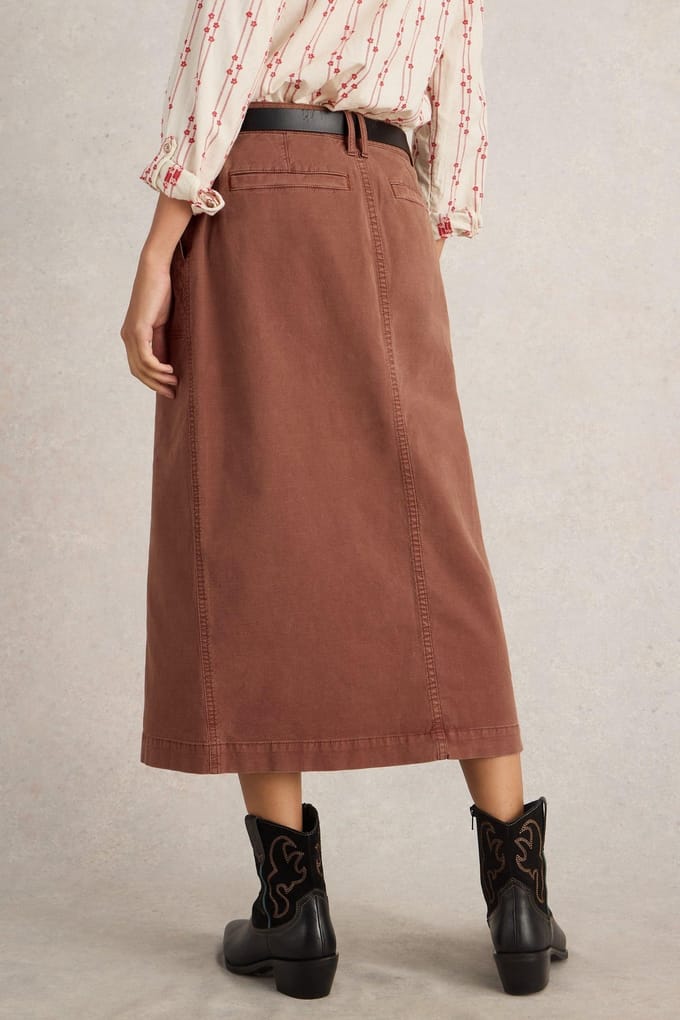 White Stuff Maren Midi Skirt Dark Tan Taglia: 14 REGULAR | Minigonne Outlet | Donna