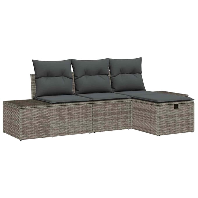 vidaXL - Bankstel - 4 - st - poly - rattan