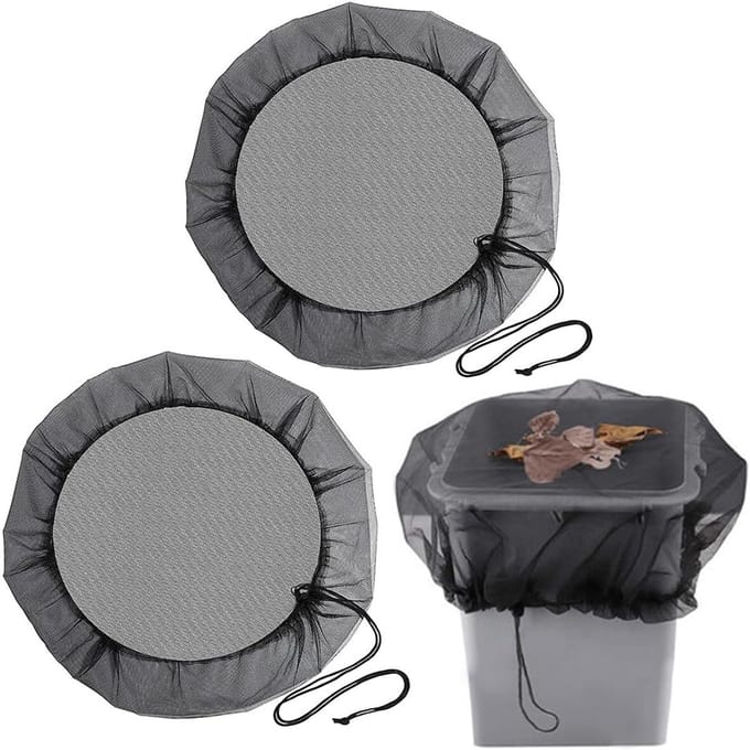 Famanu - Regentonafdekking set van 2 weerbestendig met trekkoord 80 cm