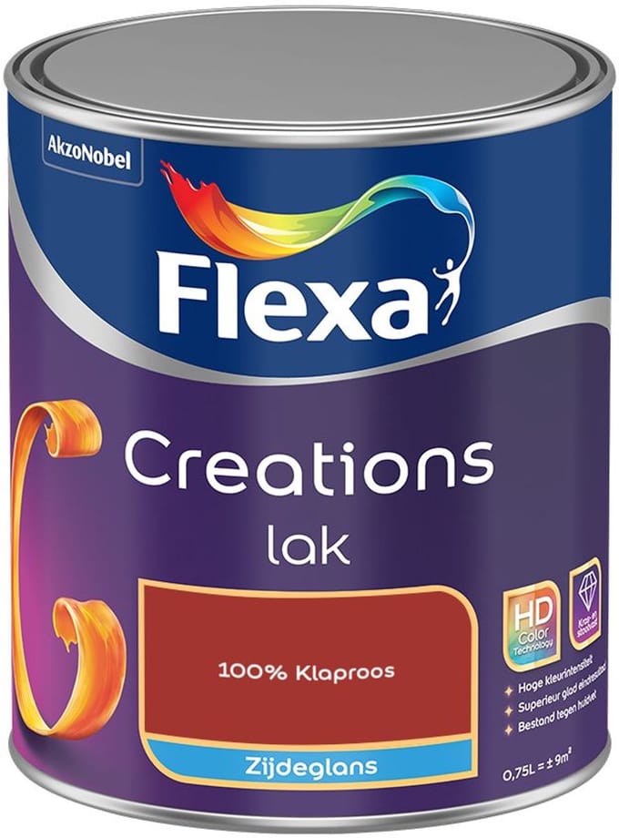 Flexa - Creations Lak Zijdeglans - 100% Klaproos - Mengverf - 750 Ml