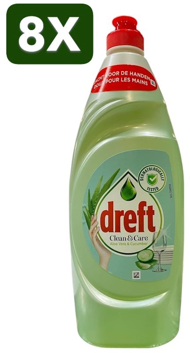 8 x Dreft Clean & Care Afwasmiddel Aloe Vera & Cucumber 650 ml