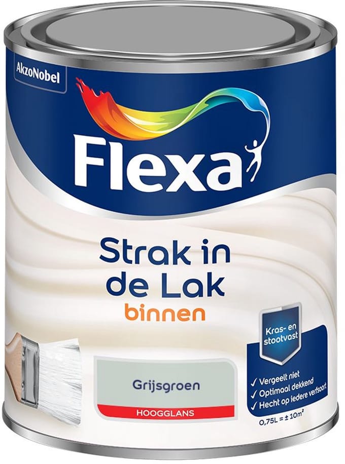 Flexa - Strak In De Lak Binnenlak Hoogglans - Grijsgroen - Mengverf - 750 Ml