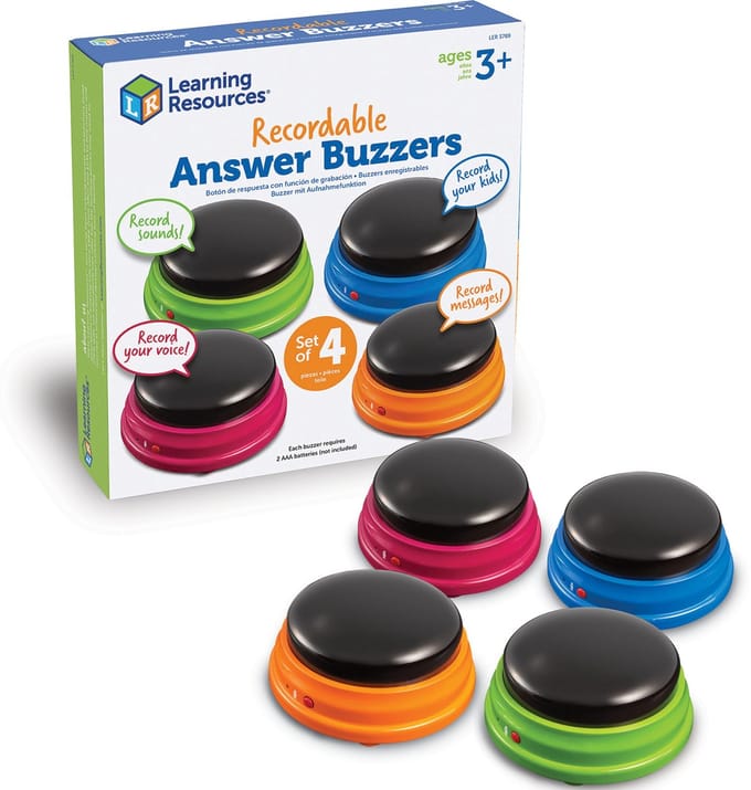 Learning Resources Antwoordknop Buzzers met Geluidsopname (Set van 4) - 3+