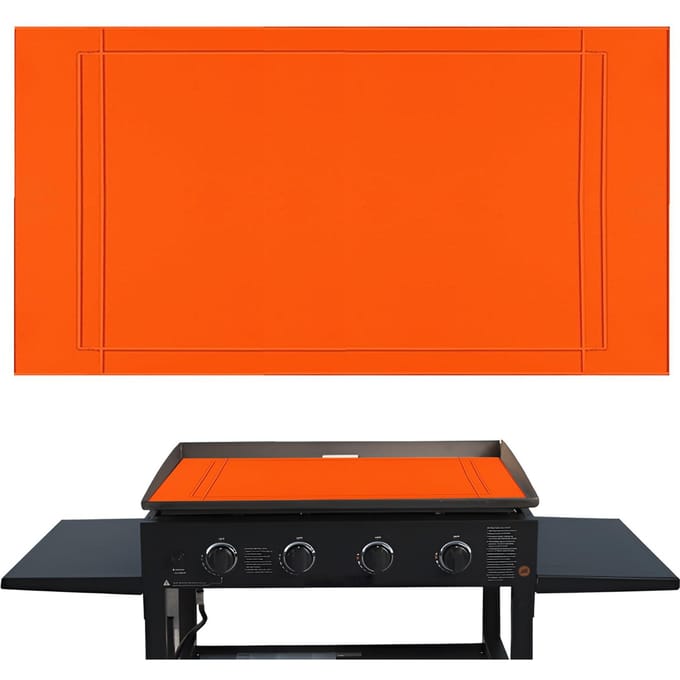 Tapis de plaque de cuisson de 36 pouces, Compatible avec les accessoires de plaque de cuisson Blackstone, en Silicone de qualité alimentaire, robuste orange