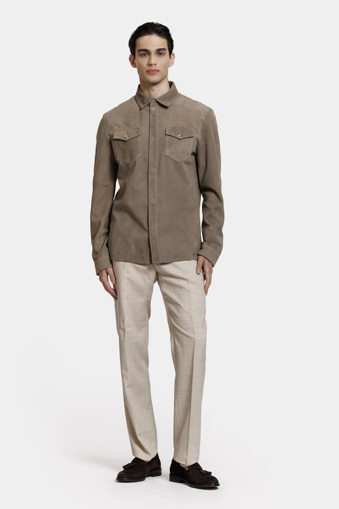 ALTER EGO Rocco Overshirt Silver Green Größe: M | Casual hemden Outlet | Herren | Grau