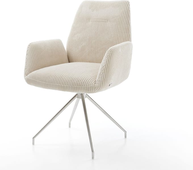 Gestoffeerde-stoel Zoa-Flex kruisframe conisch roestvrij staal koord beige pocketveer kern