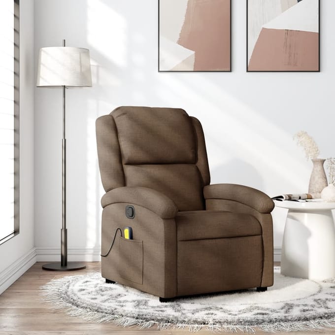 vidaXL - Massagestoel - verstelbaar - stof - bruin