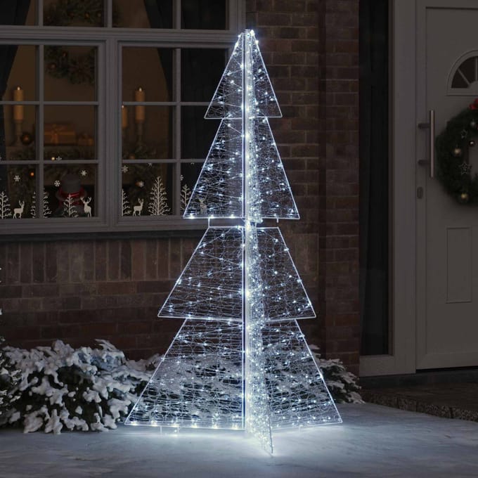 vidaXL Kerstboom 240 LED's Koud Wit 180 cm Acryl