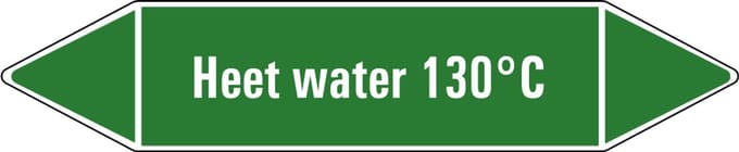 Heet water 130°C leidingmarkering op vel 75 x 17 mm - 8 per vel