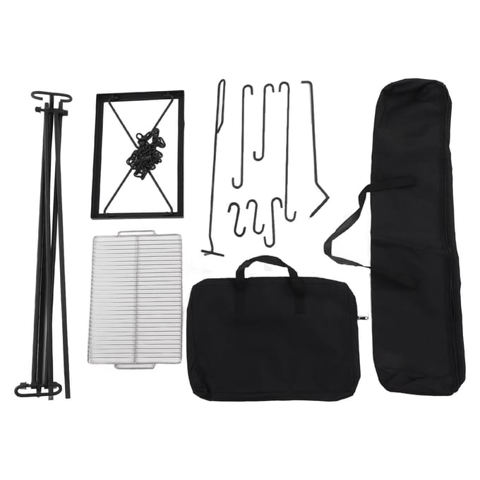 Support de cuisson de feu de camp suspendu multifonctionnel à bascule pour BBQ, pique-nique, camping en plein air avec L white