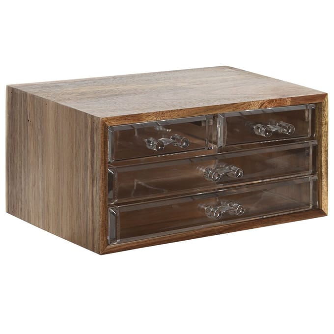 Items sieraden/make-up organizer - 3 lades - 24 x 16 x 13 cm - acacia hout