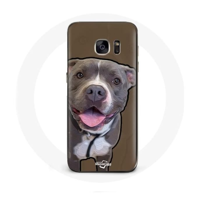 Coque pour samsung galaxy S6 edge Chien Pitbull Blanc gris