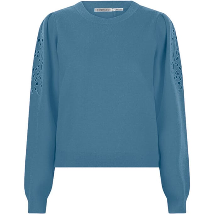 EsQualo Sweater Embroidery Anglaise Petrol Größe: S | Pullover Outlet | Damen