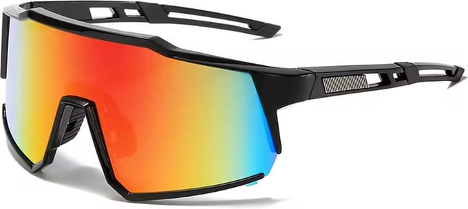 Sport Zonnebril - Fietsbril - Zwart Frame - Goud Rode Lens