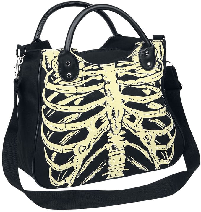 Banned - Gothic Handtas - Skeleton - voor Vrouwen - zwart