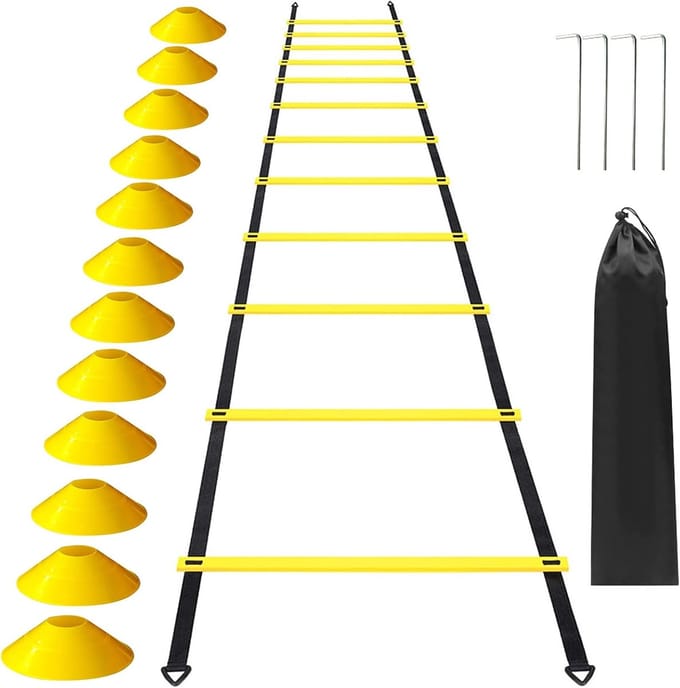 Trainingsladder Set - Snelheidsladder Voetbal - Agility Training - 12 Rungs 6 Meter - 53 x 18 x 10 cm