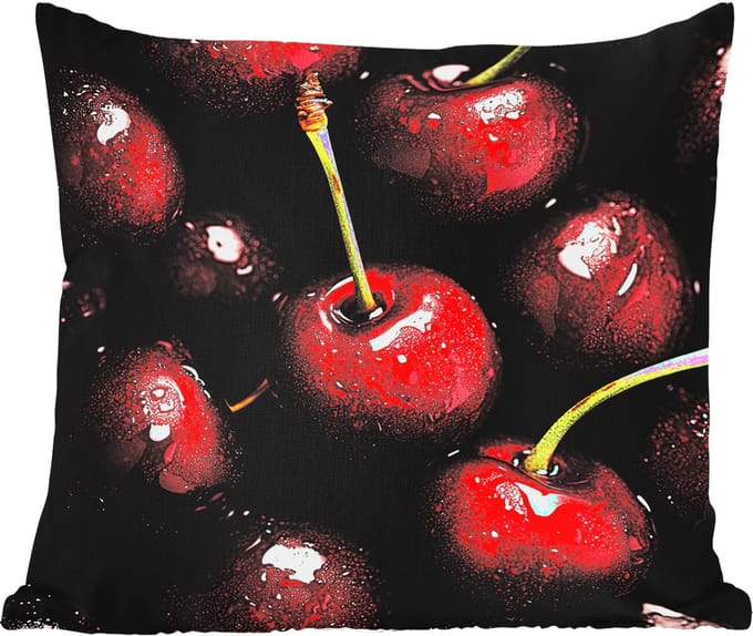 Tuinkussen - Rood - Fruit - Kersen - 40x40 cm - Weerbestendig