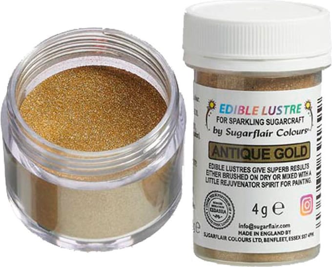 Sugarflair Eetbare Glanspoeder - Antique Gold - 4g - Voedingskleurstof