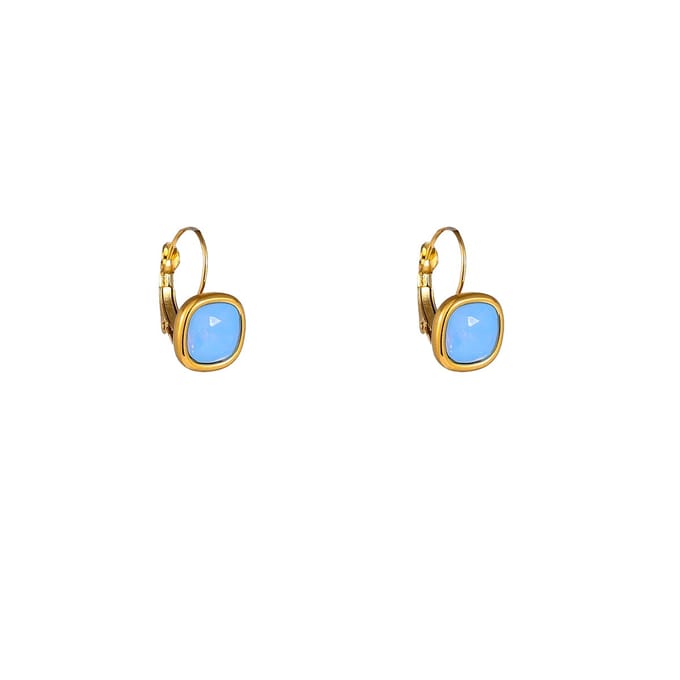 Go Dutch Label Oorhangers Small Square Stone Blue