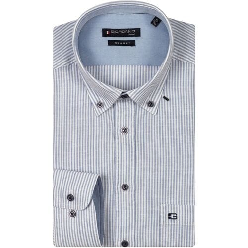 Giordano Overhemd Ivy Button Down Washed Cotton Linnen Stripe Licht Blauw / male
