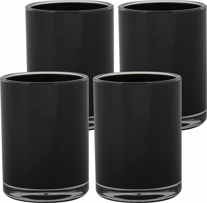 MSV Drinkbeker/limonadebeker - 4x - PS kunststof - zwart - 440 ml - camping bekers - luxe