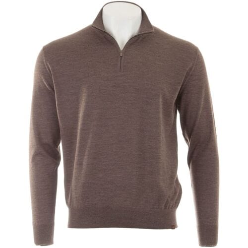Paul & Shark Trui 140S Superfine Merino Wool Half Zip Coffee Quartz / male