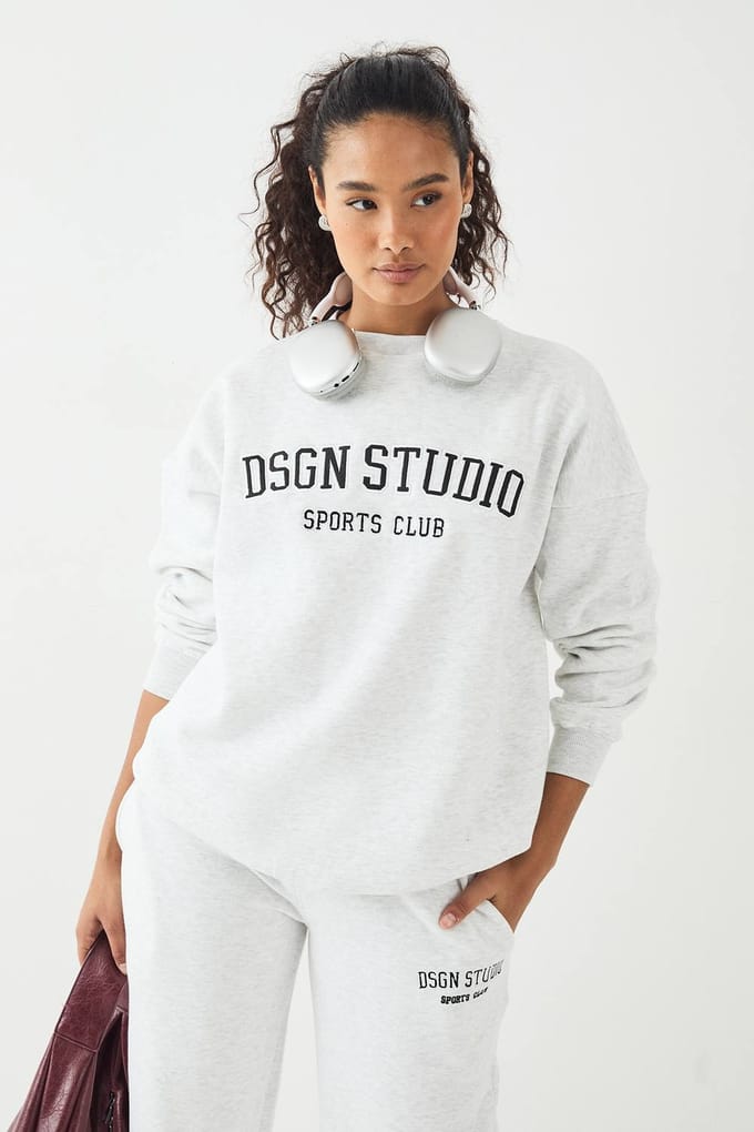 Dames DSGN Studio Applique Oversized Sweatshirt | Asgrijs | Maat: XL