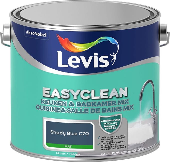 Levis - Easyclean Keuken & Badkamer Mix - Shady Blue C70 - Mengverf - 2,5 L