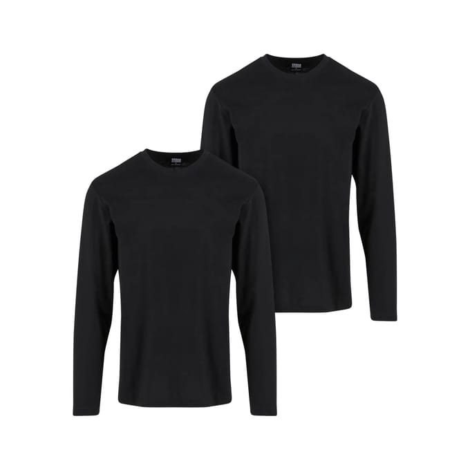 Urban Classics - Basic 2pack Longsleeve shirt - 5XL - Zwart/Zwart