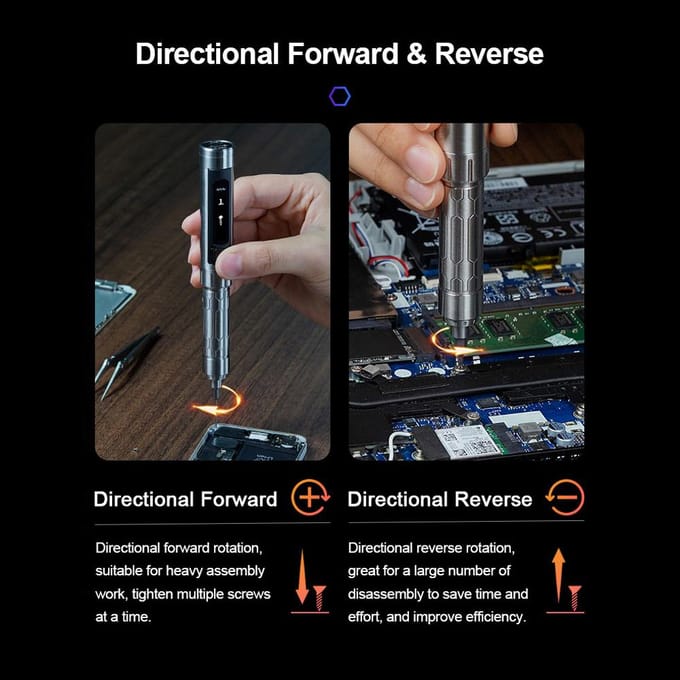 MINIWARE ES15 Intelligente Bewegingsbesturing Elektrische Schroevendraaier Handheld Draagbare Schroevendraaier Hoog zilver